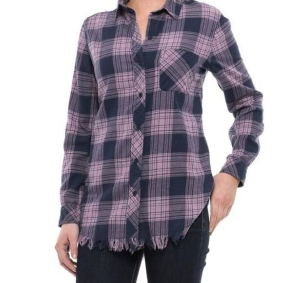 BeachLunchLounge Flannel Button Top Size S/P - Picture 1 of 7